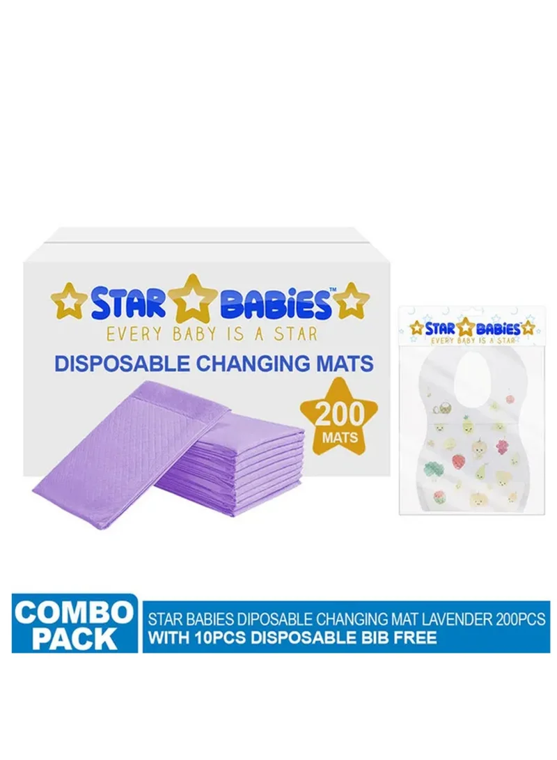 ستار بيبيز Combo Pack Diposable Changing Mat 200Pcs Disposable Bibs 10Pcs